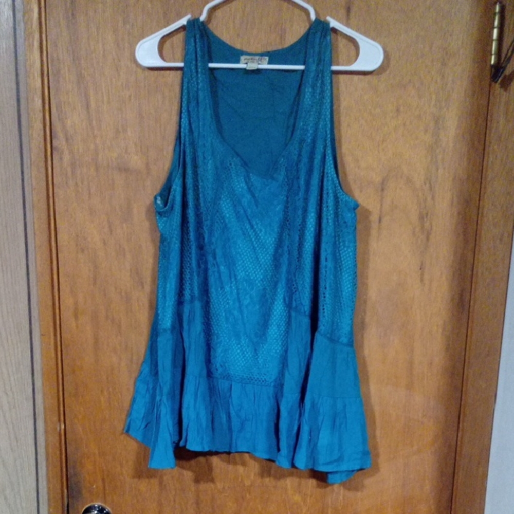 ONE WORLD Teal Sleeveless Tank Top